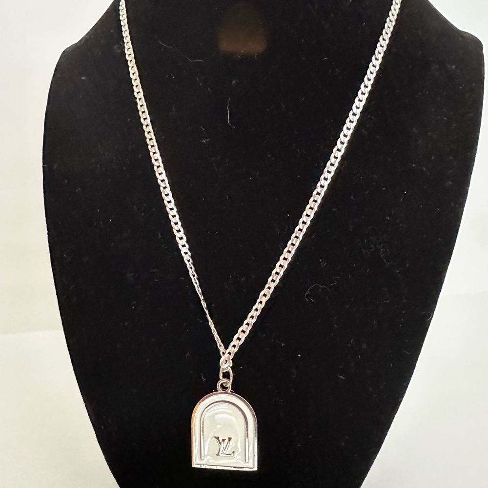 Silver LV Pendant Necklace